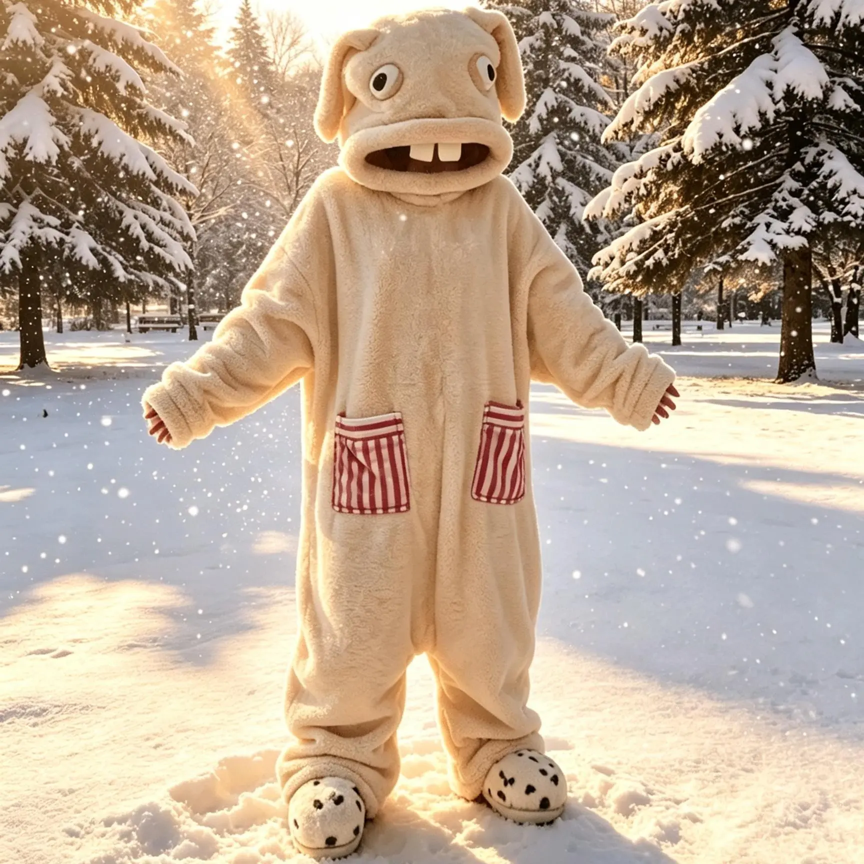 Women’s Thick Flannel Hooded 1-Piece Animal Onesies Nightwear - Funny Giant-Tooth Rabbit Design, Fleece Fluffy Fabric, Pocket, Fit Everyday Coral Cosplay Loungewear for Autumn Winter Ladies