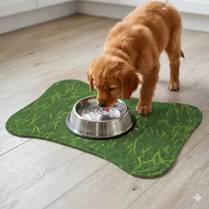 Grass Pattern Pet Feeding Mat | Waterproof Non-Slip Placemat for Bowls