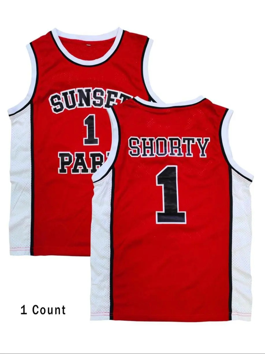 Men's Letter & Number Embroidery Basketball Jersey, Loose Red Basketball Vest, Breathable Basketball Jersey for Sports Training
