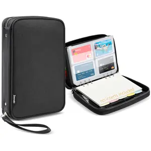 Zannaki A5 Zipper Binder, 6 Ring Personal Planner Journal Budget Binder Cover Case, Refillable Notebook Shell for Journal Diary File Album Photo Card Organizer Portable School Office Supplies, Black