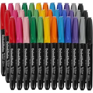 Wet Erase Markers, 36-Count Smudge-Free, 12 Colors Fine Tip, Erases with Water! Low Odor Markers for Office, School & Home