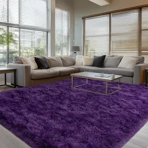 G-DAKE Ultra Soft Fine Plush Shaggy Rug, Versatile Anti-Slip Fluffy Grape Purple Area Rug, Cozy Skin Friendly Carpet for Bedroom Living Room Home Decoration