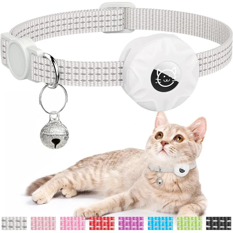 Collar (Tracker) - Apple AirTag Cat Collar,Air Tag Pet Collar with airtag Holder and Bell Reflective GPS Kitten Collar for Girl Boy Cats gatos pet accessory night safety cat collar dog chain
