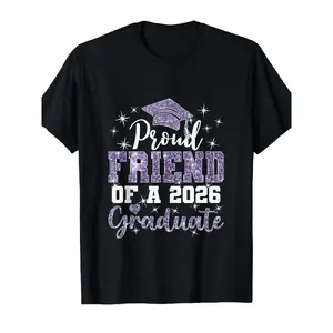 clothing merch flash sale 2026 Graduation TShirt Proud Friend of Graduate with Class of 2026 and Diploma Print Casual Round Neck Top for Senior Party Prom Graduation Gifts (White Purple) Male Apparel Comfortable Sports Enthusiast Moisture-Wicking Sports S