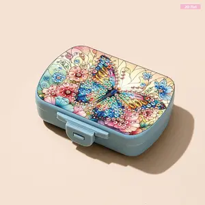 Mushroom 5D DIY Diamond Painting Dot Pill Case Diamond Painting Pill Dispenser 6 Grid Moisture-proof Pill Organizer for Outdoor Travel