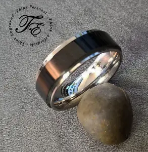 Men's Black Spinner Ring: Stainless Steel Fidget Wedding Band or Promise Ring