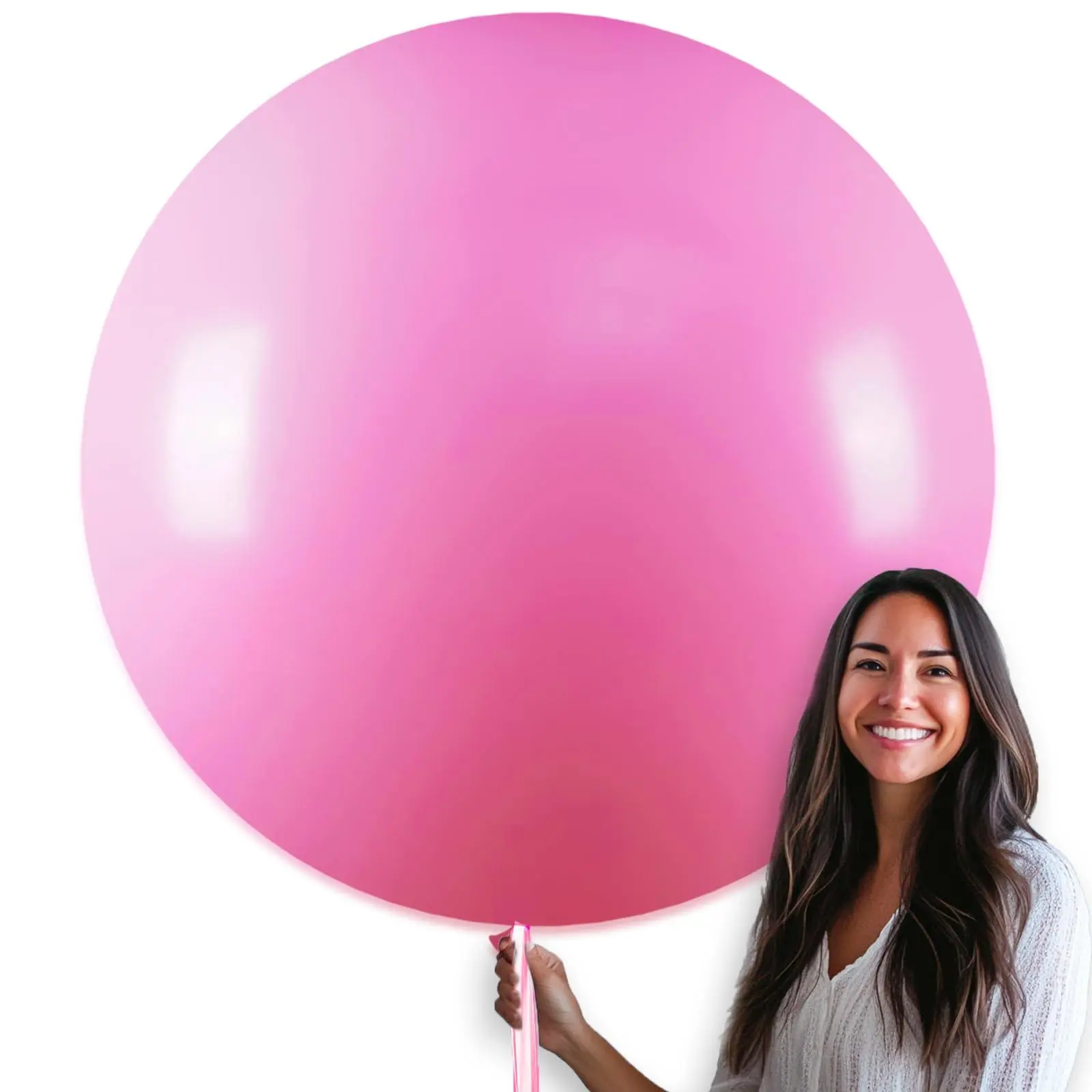 PartyWoo Vibrant Giant Inflatable Balloons (4pcs, 36in Matte Pink Latex) - Balloon Party Supplies for Gender Reveal, Valentine's Day Party Decorations Pink-Y11