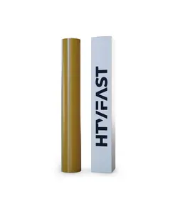 HTVFast HTV Vinyl Rolls Heat Transfer Vinyl - 11.8" x 20' Roll - Flexible & Stretchable PU Material-Easy to Cut, Weed & Transfer w/Heat Press/Home Iron-Works on Plastic, Wood, Ceramic & Fabric (Gold)