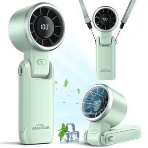 Kidsjoy Portable Handheld Turbo Fan, 5 Gear Wind Hand Fan, Battery Personal Fan Portable Rechargeable, 12 Hours Pocket Fan, 3 in 1 Hand Held Fan, Portable Fan for Travel, Outdoor, Indoor (Green)