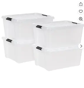 IRIS, 45 Qt. Plastic Storage Bins with Lids, Clear, Latching, Stackable, Totes, 4Pk