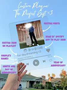Personalized Scan to Play Acrylic Music Plaque 8x10 Custom Song Playlist Link Date Time Physical Replica of Any Song or Playlist Perfect Gift for Music Lovers