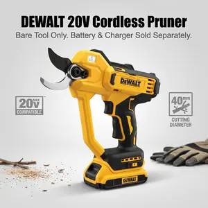 DEWALT 20V MAX Cordless Electric Pruning Shears Bare Tool, 40mm/1.5in Max Cutting Diameter, High Carbon Steel Non-Stick Bypass Blade, 1.4kg Lightweight, 63dB Low Noise, Soft Switch & Safety Lock, Battery Power Display for Landscaper Garden Trimming