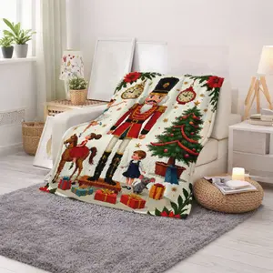 Nutcracker Ballet Christmas Tree Holiday Gift Blanket for Home Decor Seasonal Winter Warm Cozy Throw for Women Adults Perfect Xmas Present for Family and Friends in Festive Living Room or Bedroom Use