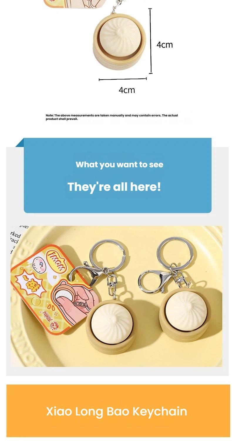 Novelty Prank Soup Dumpling Squishy Keychain, Super Soft Squeeze Fidget Toy, Fashion Stress Relief Hand Toy for Young Adults