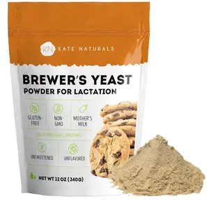 Kate Naturals Brewers Yeast Powder for Lactation Support & Nursing Moms. Debittered Brewer's Yeast for Lactation Cookies (12oz, Gluten Free, Non-GMO)