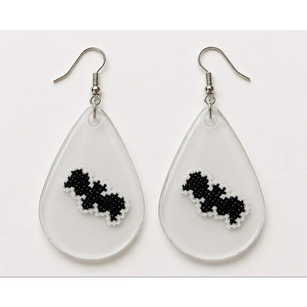 Assorted Cross Stitch Earrings in Resin Attached to Nickel Free Hoops - Unique Design