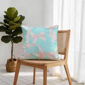 Summer Bow Pattern Pillowcase and Cushion, 100% Silk Cotton Plush Soft, Home Decor for Sofa and Bed, Includes Filling, Moving and Holiday Gift