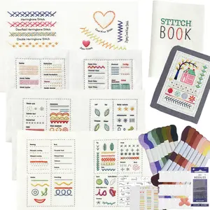 Beginner Embroidery Kit, Embroidery Pattern Book with Needle Thread Sewing Tutorial Manual, DIY Sewing Book Stitch books, Needle Crafts Kit