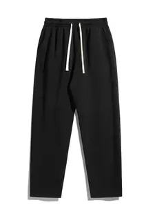 Soft Knit Sport Pants Elastic Fit, Lightweight 95% Polyester 5% Spandex Drawstring Waist Athleisure, Straight Leg Design, All-Season Comfort, &