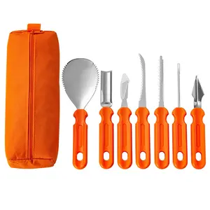 7-Piece Pumpkin Carving Knife Set with Storage Bag, DIY Halloween Crafts Tool, Dual-Use Clay Cutter, Festival Handmade Kit