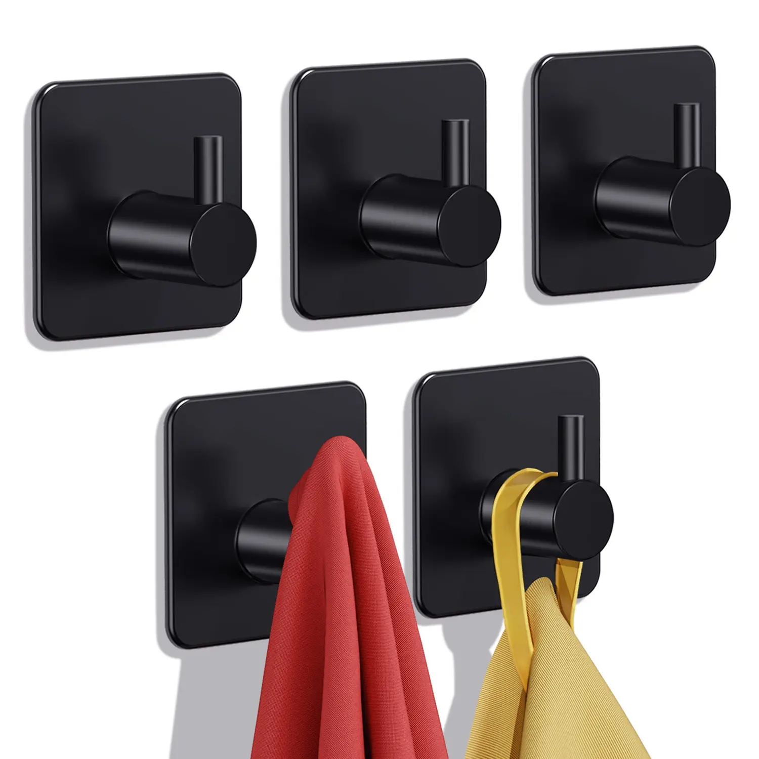 [Ships from the US]Auxmir Adhesive Hooks Heavy Duty 30lb(Max) Wall Hooks, 5 Pack Damage Free Stainless Steel Hanger for Hanging Coat, Hat, Towel Robe, Waterproof Oilproof Rustproof Hook for Bathroom Shower Kitchen Office