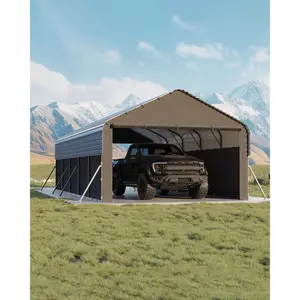 12x19ft /12x24ft Metal Carport, Reinforced Frame with Steel Roof, All-Weather Permanent Shelter for Boats, Pickup Trucks and Tractors