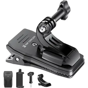 K&F Concept 360 °   Rotation Backpack Strap Quick Clip Mount for Hero 13/12/11/10/9/8/7/6/5/4 Black, DJI Osmo Action 5 Pro/4/3/6 and Other Action Camera