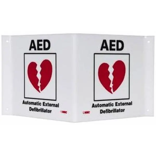 AccuformNMC "AEDAutomatic External Defibrillator", 8" Long x 14-1/2" Wide, Rigid Plastic Safety Sign Rectangle, 0.125" Thick, Use for First Aid VS27W