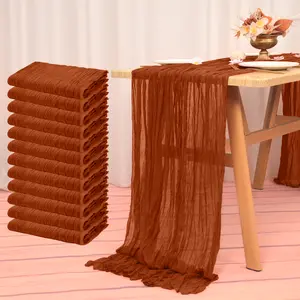 FANI 12/24 Pack 35 x 120 inch 10Ft Cheesecloth Table Runner Boho Gauze Vintage Rustic Sheer Runners for Wedding Bridal Shower Birthday Party Cake Table Decorations