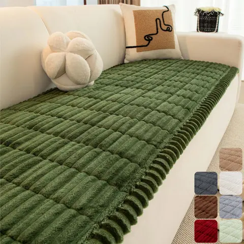 Plush Quilted Sofa Cover, Soft Couch Cover for Dogs, Cats & Kids, Non-Slip Furniture Protector, Machine Washable, Home
