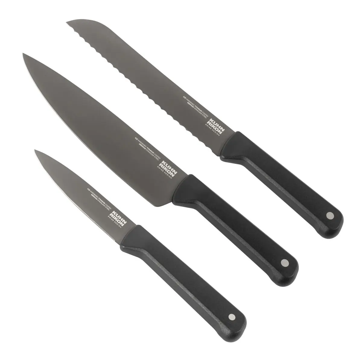 Kuhn Rikon ICED 3-Piece Knife Set | Chef, Bread & Prep Essentials