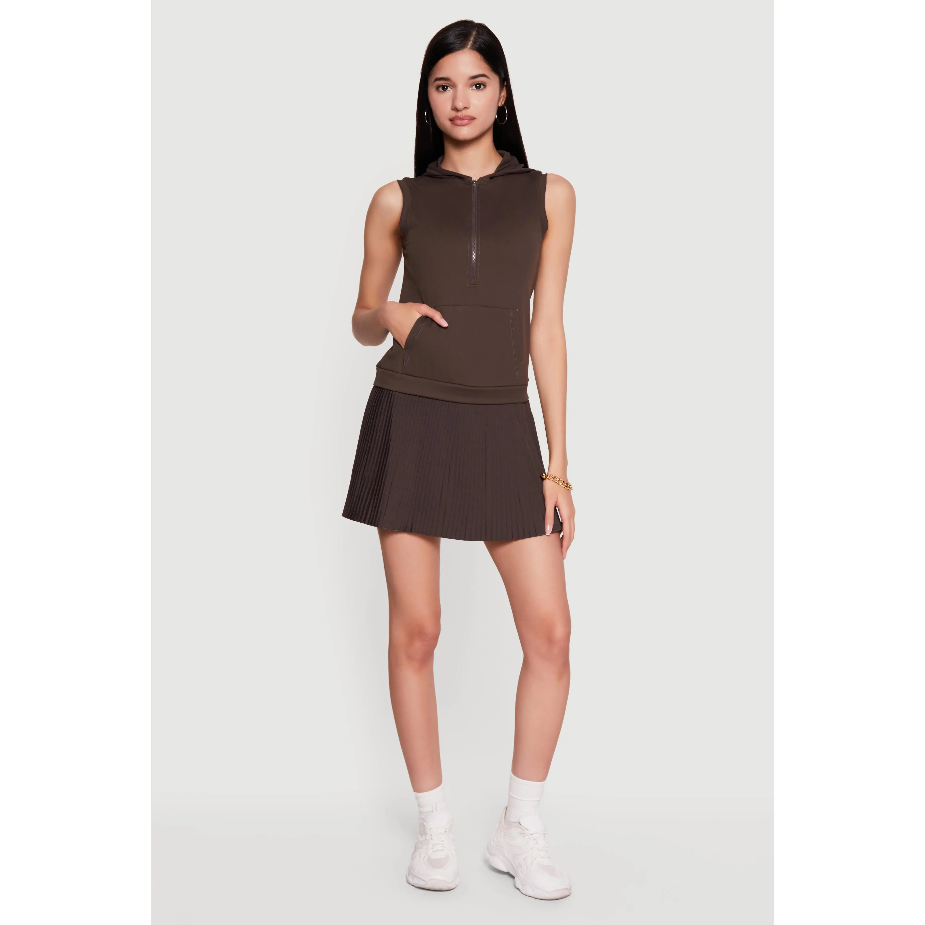 Sleeveless Hooded Mini Skater Dress