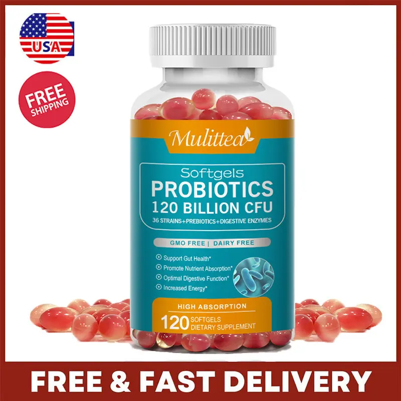 120 Billion CFU Probiotics with Prebiotics, Digestive Enzymes & 36 Strains, Gut, Digestive & Immune Support, 120 Capsules