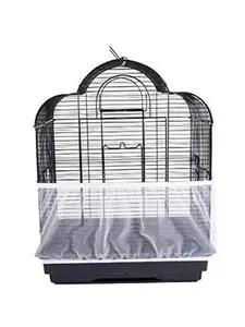 TIANRUOXIAOKE Universal Bird Cage Seed Catcher Seeds Guard Parrot Mesh Net Cover Stretchy Shell Skirt  Cage Basket Soft Airy Parrot Cage Skirt (M, White)