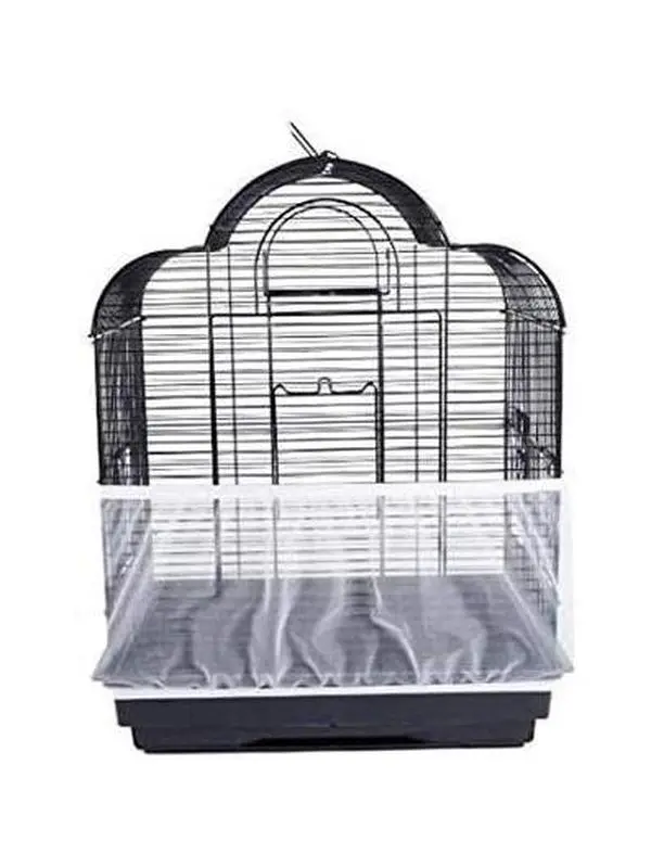 TIANRUOXIAOKE Universal Bird Cage Seed Catcher Seeds Guard Parrot Mesh Net Cover Stretchy Shell Skirt  Cage Basket Soft Airy Parrot Cage Skirt (M, White)