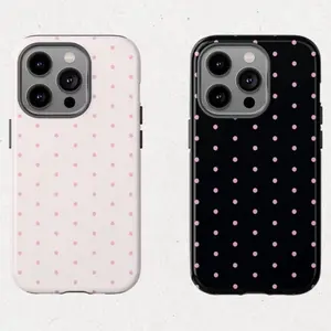 Pink Polka Dot iPhone Case for iPhone17 ProMax 16Pro 15 14 13 12 11 Double Layer Protective Shockproof Smartphone Cover