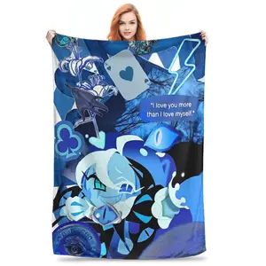 Shadow Milk Cookie Run Kingdom Flannel Blanket Cartoon Fashion Throw BlanketsSoft Flannel Sofa Bed Cover, Blue, Lightweight All-season Travel Camping Home Rug, Figure Print Blanket.