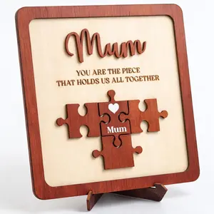 Personalized Mom You Are the Piece That Holds Us Together Puzzle Sign, Mom Puzzle Piece Sign, Custom Grandma Wooden Standing with Kids Names, Mothers Day, Christmas Gift for Mama Grandma