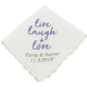 Personalized Live, Laugh & Love Wedding Handkerchief