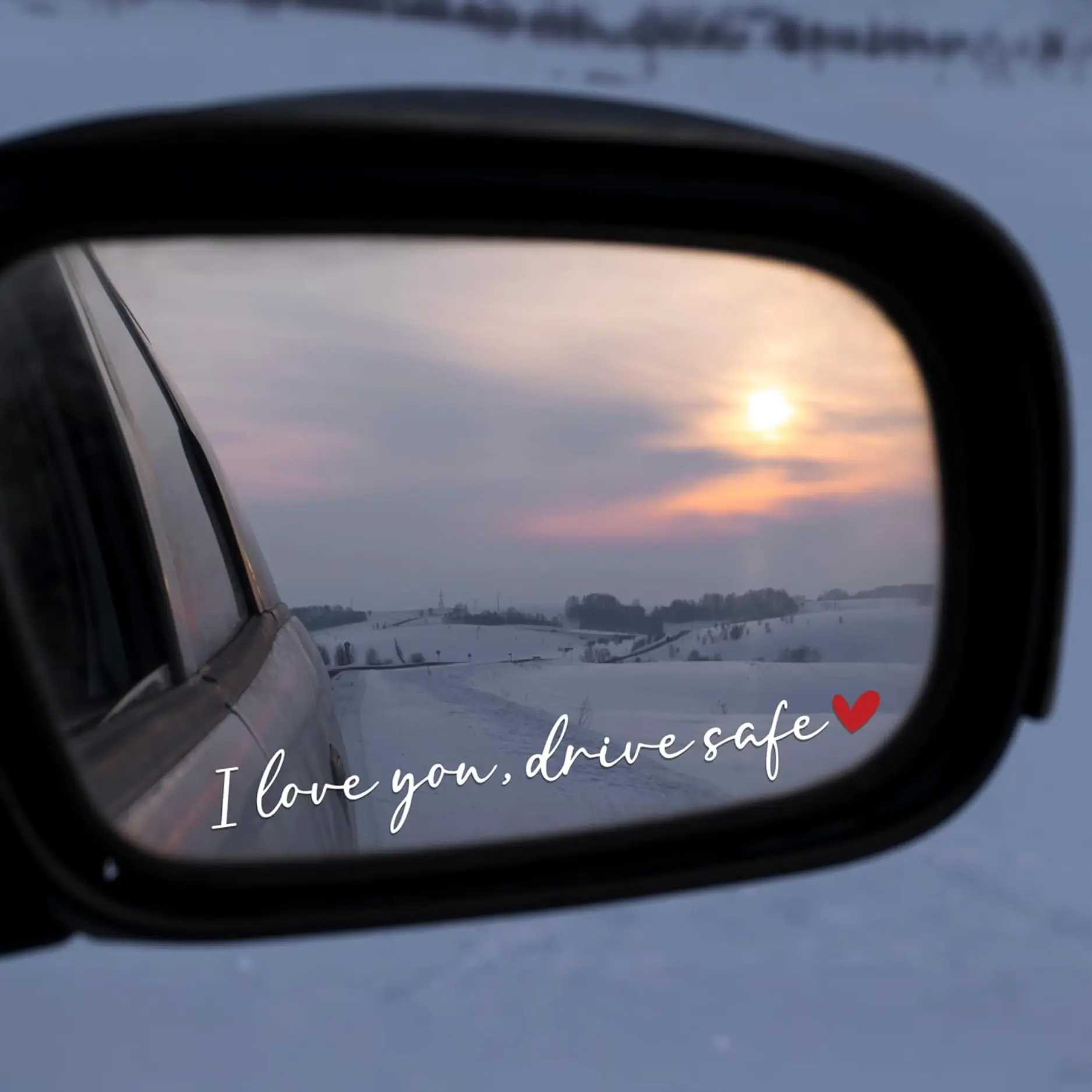 Women's 3Pcs I Love You Drive Safe Vinyl Car Stickers - White Waterproof Auto Rearview Mirror/Window Accessories, Cute Show Love Be Safe Decals
