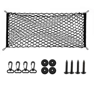 Car Trunk Cargo Net Storage Organizer, Double Layer Car Trunk Storage Net, Universal Car Trunk Storage Net, Suitable for SUV, Truck, Van, Heavy Duty, Durable Nylon Rope, Weaving Rope Design, Webbing Hook, Parts, Hardware