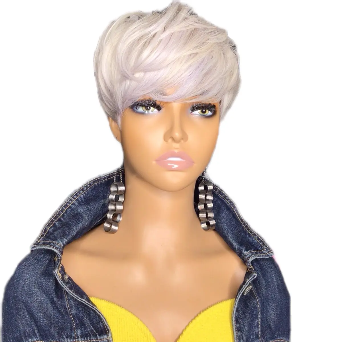 DANICA Quick Weave "Topper" Platinum (white) Large Coverage for Women with Short Hair, Thinning Crown, Hair Loss, Add Body. Made with 100% Human Hair on a Stretchy Breathable cap, bonding and clips to hold securely in place- blends in with your hair