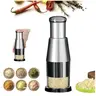 Manual Garlic Press, Onion & Garlic Chopper - Stainless Steel Blades, ABS Plastic Body - Ideal for Chopping Vegetables & Fruits - Kitchen Utensil