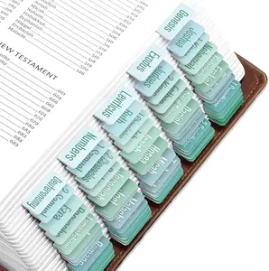 Ocean Solid Color Bible Tabs for Old and New Testament, 80 Large Print Tabs for Bible Study, Water-Resistant and Durable Bible Index Tabs for Women and Men - 1.7" Wide