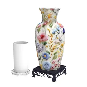 164 Piece 3D Puzzle Vase, Creative, DIY Appeal, Dual Flower Pattern, Floral Patterns, Abs Material, No Battery Required, Ideal for Home Office Decor, Holiday Gift