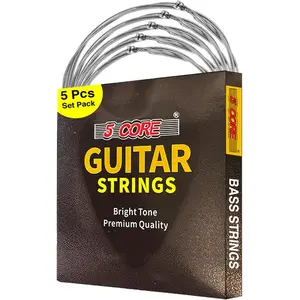 5 Core Electric Guitar Strings Brass Phosphor Bronze Extra Light Gauge High Carbon Steel Core Bright & Powerful Tone 6 String Set for All Electric Guitars (GS EL BSS 5PCS)