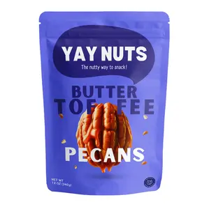 Yay Nuts Butter Toffee Pecans - 12 oz, Butter Toffee Coated Pecans Nuts, Delicious and Sweet Nut Snacks Crunchy, Cashew Nut Snack Packs for School