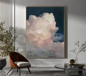 White Cloud Wall Art Large Cloudy Sky Poster No Frame Original Cloud Oil Painting White Cloud Abstract Painting Blue Sky Painting Cloud Art