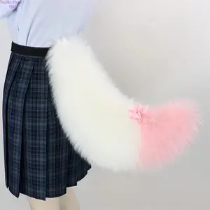 Handmade Furry Plush Tail for Cosplay, Soft Faux Fur Animal Tail Costume Accessory, Realistic Design Dress Up Prop Perfect for Halloween, Comic Con, Anime Events, Masquerade Parties, Themed Cosplay & Stage Performances