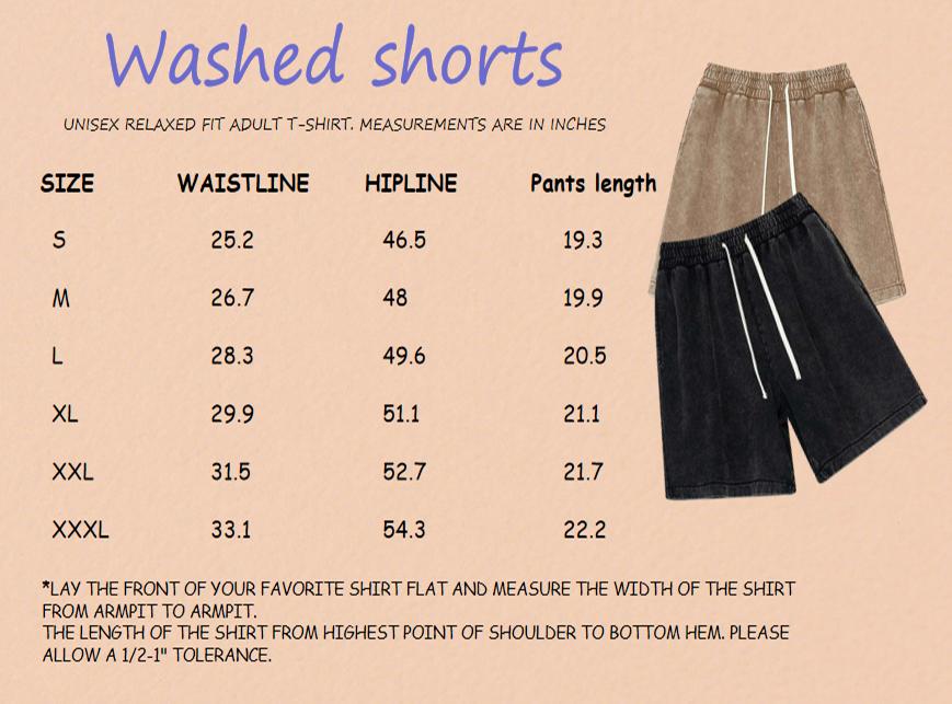 3 Pack Men’s Acid Washed Shorts 260G Heavyweight – Cotton Athletic Sweat Shorts, Elastic Waist Drawstring Gym Shorts, Vintage Streetwear with Pockets